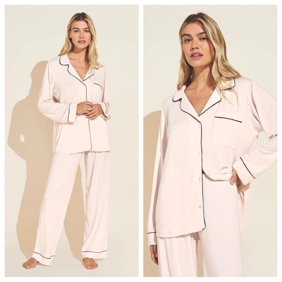 Eberjey Other - Eberjey Gisele Long PJ Sorbet Pink Black Pajamas Set